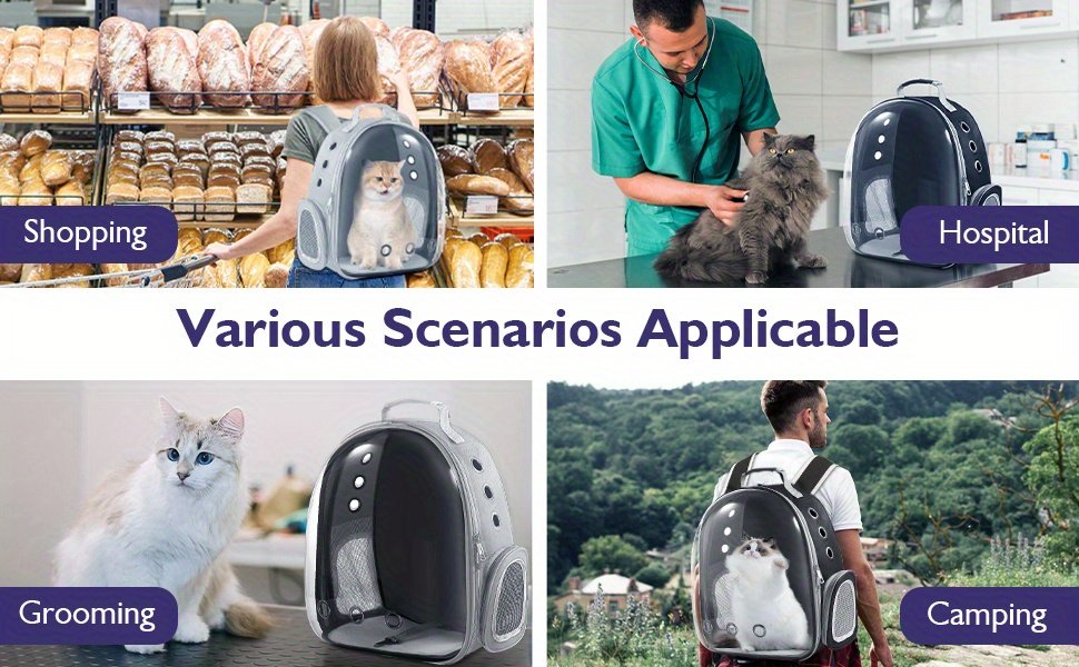 Backpack Carrier/ Bubble Carrying Bag for Small Medium Dogs Cats, Transparent Cat Space Capsule, Breathable Cat/ Dog Travel Bag
