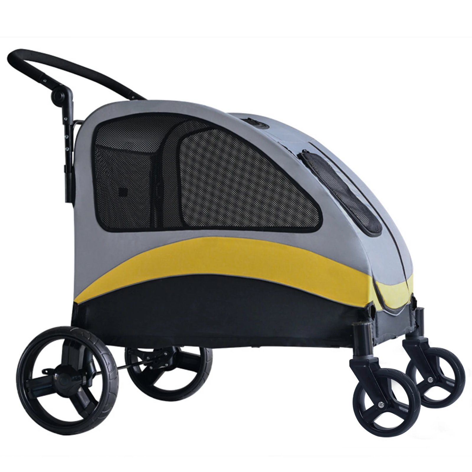 Portable Dog Stroller 4 Wheels for Large Dogs Foldable Pet Cat Travel Carriage Stroller Breathable Carrier for Outside Play