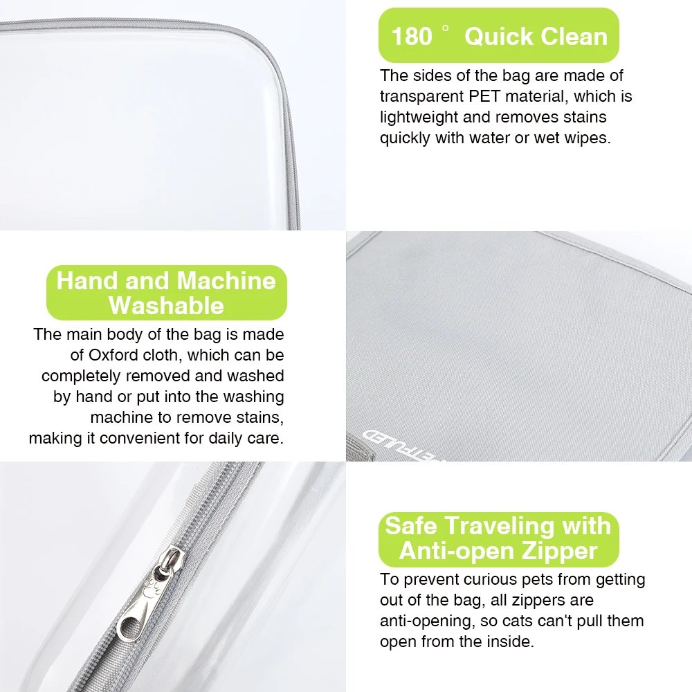Folding Portable Double-Sided Clear Cat Backpack for Cats and Puppies, Pet Travel Bag, Double-Sided Clear Window Pet Bag