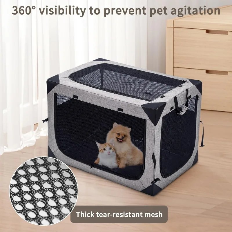 Dog Crates – 30 Inch Collapsible Soft Dog Crate, 3-Door Foldable Soft Kennel for Medium Dogs, Portable Pet Travel Cage Dog Crates - 30 Inch Collapsible Soft Dog Crate, 3-Door Foldable Soft Kennel for Medium Dogs, Portable Pet Travel Cage