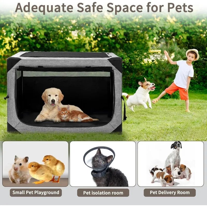 Dog Crates – 30 Inch Collapsible Soft Dog Crate, 3-Door Foldable Soft Kennel for Medium Dogs, Portable Pet Travel Cage Dog Crates - 30 Inch Collapsible Soft Dog Crate, 3-Door Foldable Soft Kennel for Medium Dogs, Portable Pet Travel Cage
