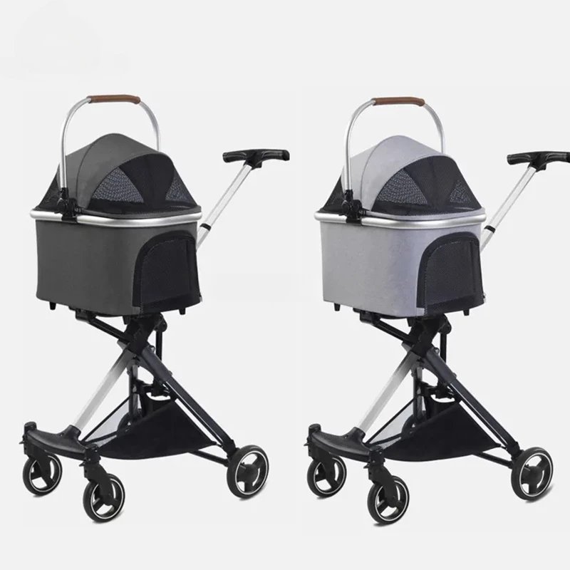 Detachable Double Layer Pet Stroller, Lightweight, Four Wheel, Shock Absorption, Luxury, Dogs, Cats, Baby Pull Cart