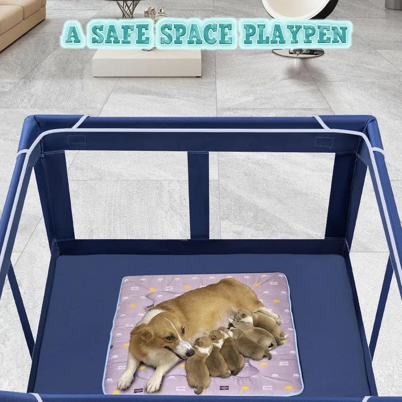 42x42x25.6 Inches Puppy Playpen with Gate, Dog Playpen for Puppies or Small Dogs, DogFence Pet Playpen for Indoor & Outdoor,