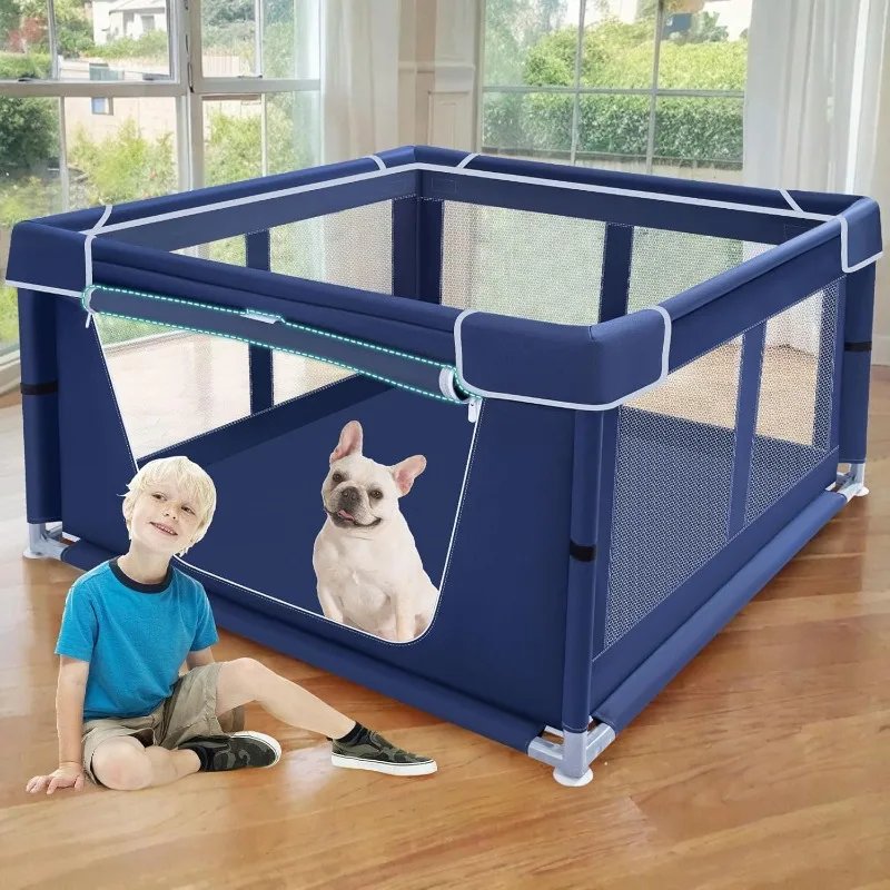 42x42x25.6 Inches Puppy Playpen with Gate, Dog Playpen for Puppies or Small Dogs, DogFence Pet Playpen for Indoor & Outdoor,