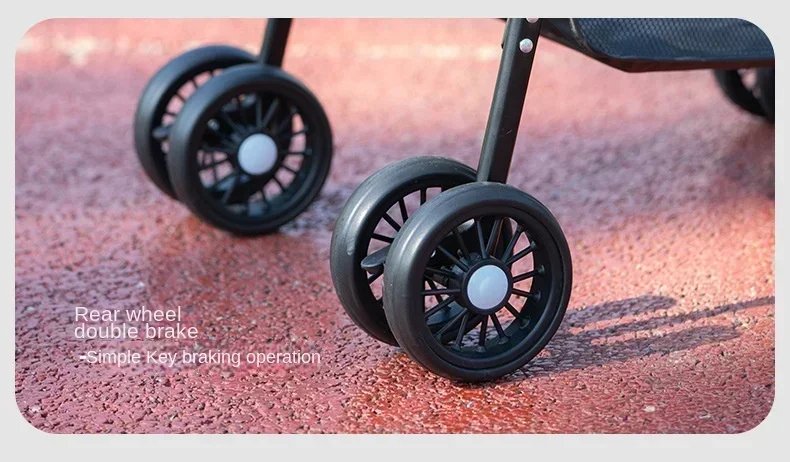 Suitable for dogs and cats to use outdoors. Foldable pet stroller, four-wheel dog travel cart, with storage basket