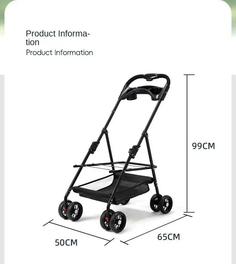 Suitable for dogs and cats to use outdoors. Foldable pet stroller, four-wheel dog travel cart, with storage basket