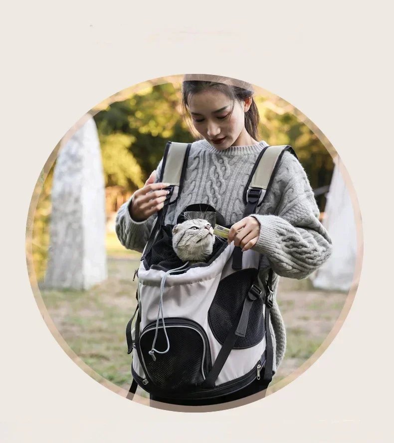 Solid Color Large Capacity Lightweight Cat Bag Go Out Portable Pet Bag Carrier Breathable Oxford Cloth Portable Pet Backpack