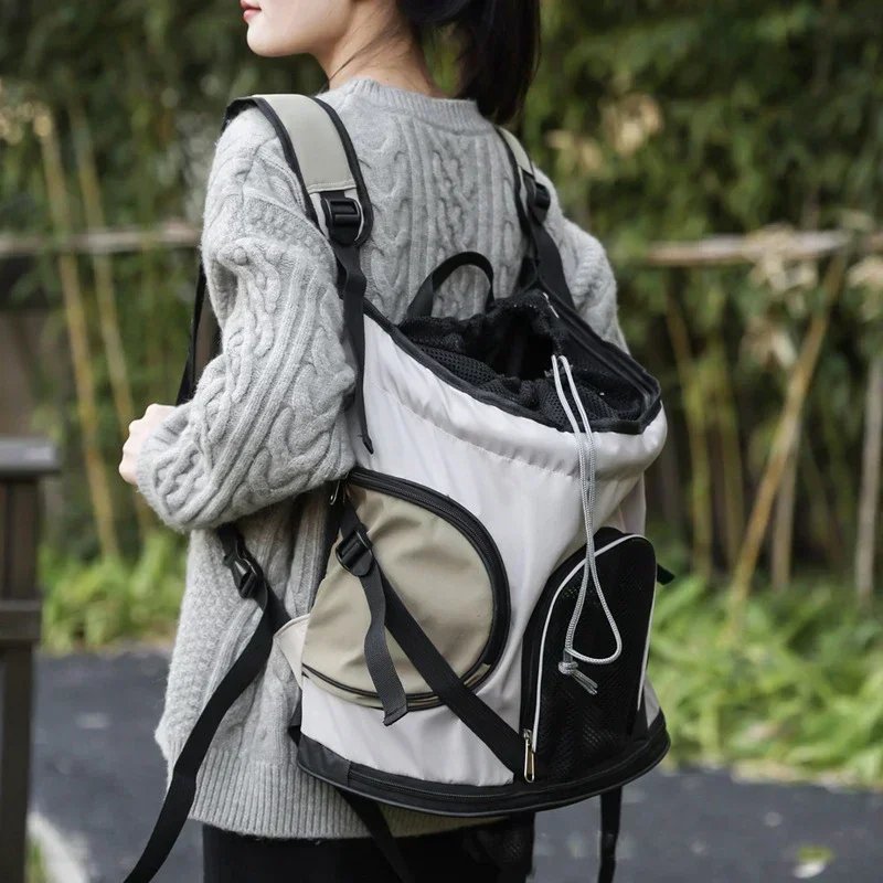 Solid Color Large Capacity Lightweight Cat Bag Go Out Portable Pet Bag Carrier Breathable Oxford Cloth Portable Pet Backpack