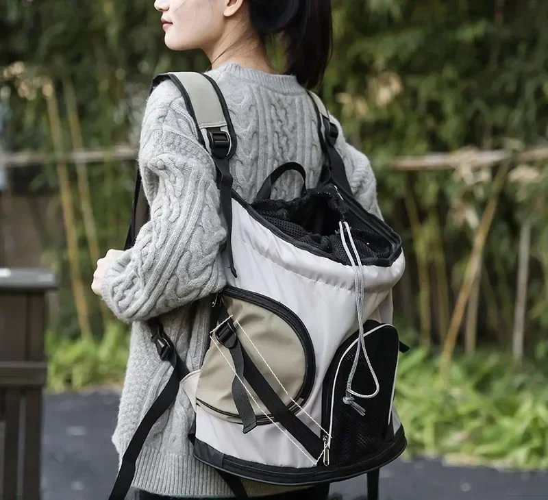 Solid Color Large Capacity Lightweight Cat Bag Go Out Portable Pet Bag Carrier Breathable Oxford Cloth Portable Pet Backpack