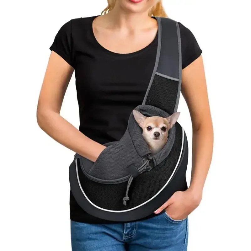 Pet Carrying Bag Portable Sling Carrier with Breathable Mesh Hand Free Shoulder Crossbody Bag for Small to Medium Pet