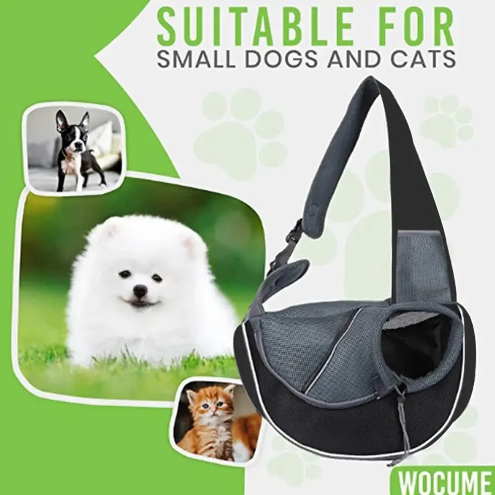 Pet Carrying Bag Portable Sling Carrier with Breathable Mesh Hand Free Shoulder Crossbody Bag for Small to Medium Pet