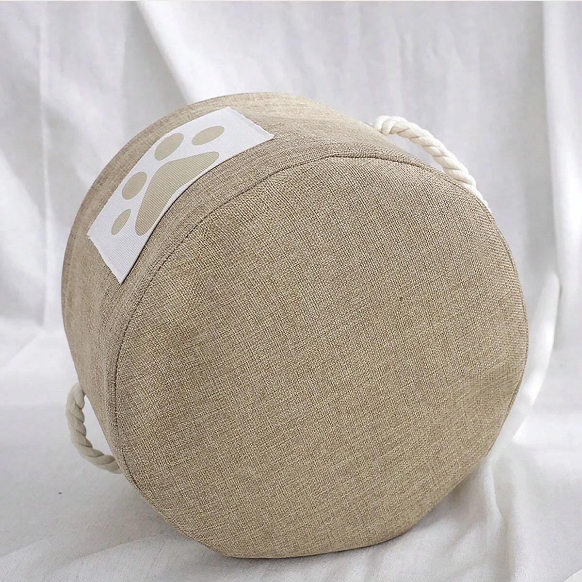 1pc-Striped Foldable Pet Toy Basket with Braided Rope Handle - Dog Toy Storage Box Accessories