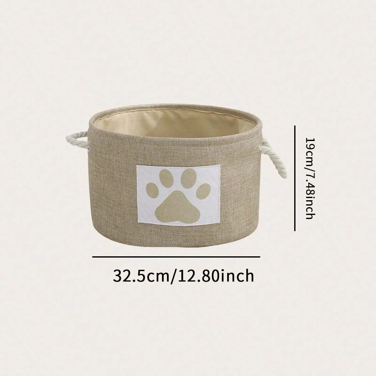 1pc-Striped Foldable Pet Toy Basket with Braided Rope Handle - Dog Toy Storage Box Accessories