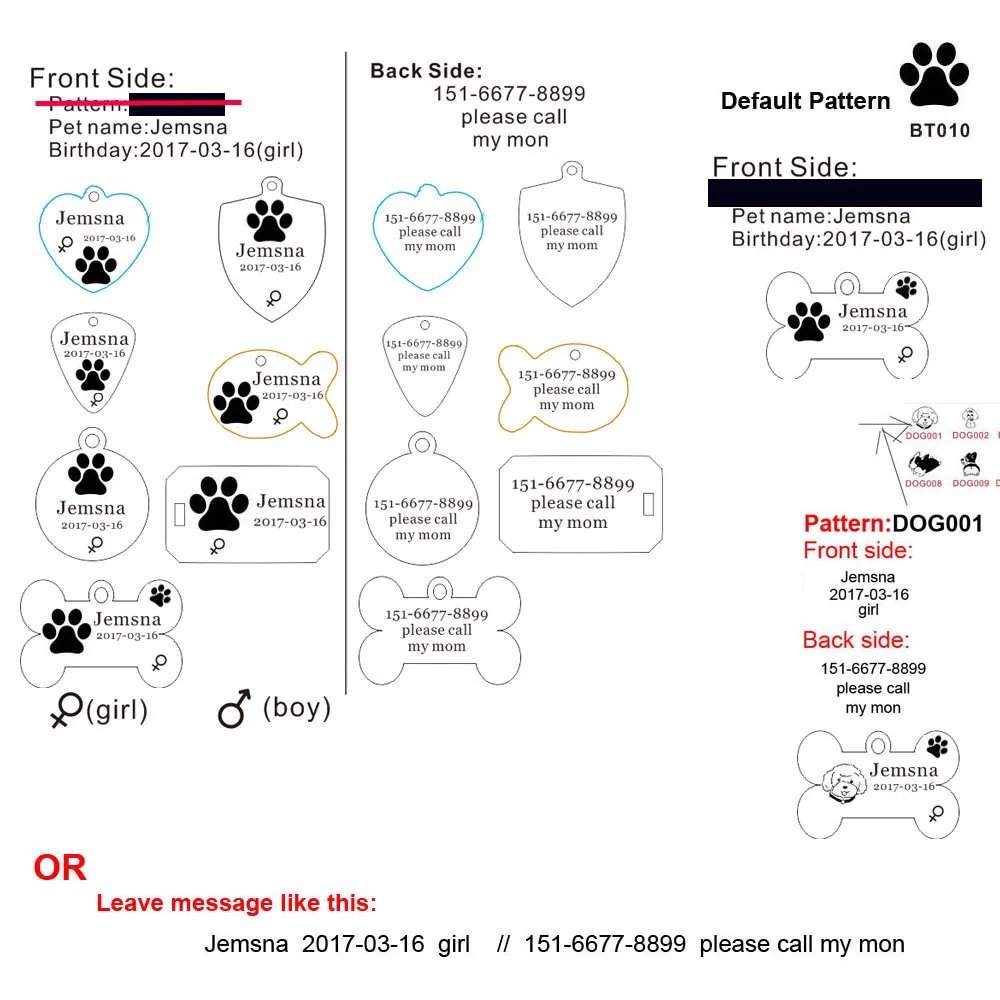 Pet Cat ID Tag Free Engraving Kitten ID Tag  Accessories Stainless Steel Tags Message Puppy Custom Collars Products Pet Supplies