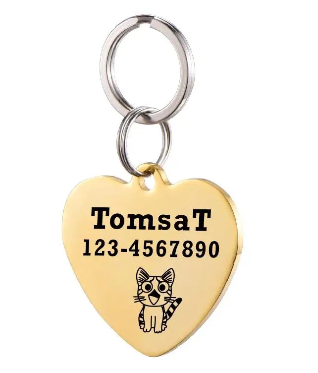 Pet Cat ID Tag Free Engraving Kitten ID Tag  Accessories Stainless Steel Tags Message Puppy Custom Collars Products Pet Supplies