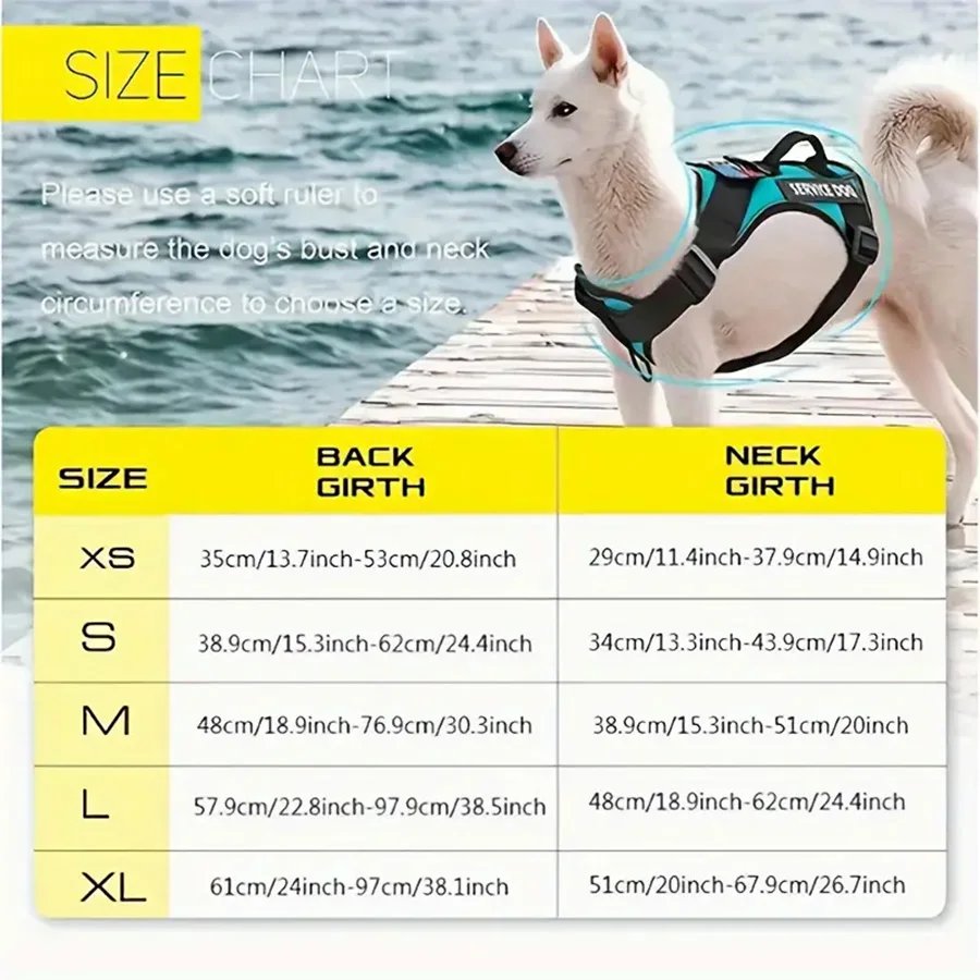 Dog Harness, Reflective Dog Vest Harness With 5PCS Patches, Adjustable Soft Oxford Pet Harness, Inner Layer Mesh, Easy T