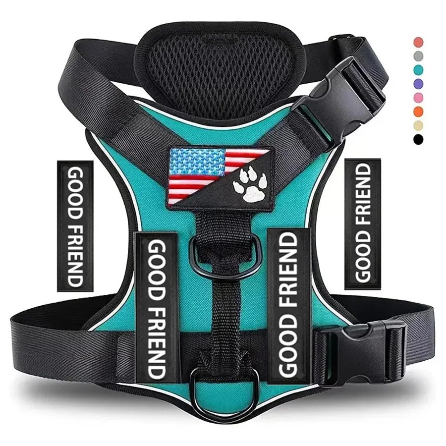 Dog Harness, Reflective Dog Vest Harness With 5PCS Patches, Adjustable Soft Oxford Pet Harness, Inner Layer Mesh, Easy T