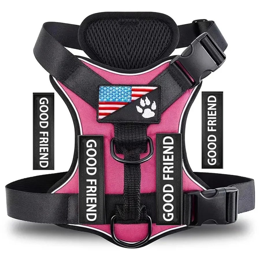 Dog Harness, Reflective Dog Vest Harness With 5PCS Patches, Adjustable Soft Oxford Pet Harness, Inner Layer Mesh, Easy T