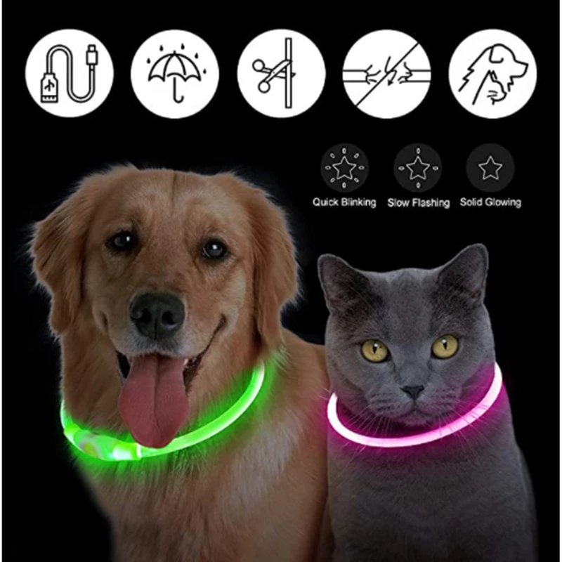 Luminous Dog Collar Light Charge Cat Necklace, Led Fashion Flashing DIY Glowing Safety Collar for Dogs Nighttime Pet Accessorie Luminous Dog Collar Light Charge Cat Necklace, Led Fashion Flashing DIY Glowing Safety Collar for Dogs Nighttime Pet Accessorie