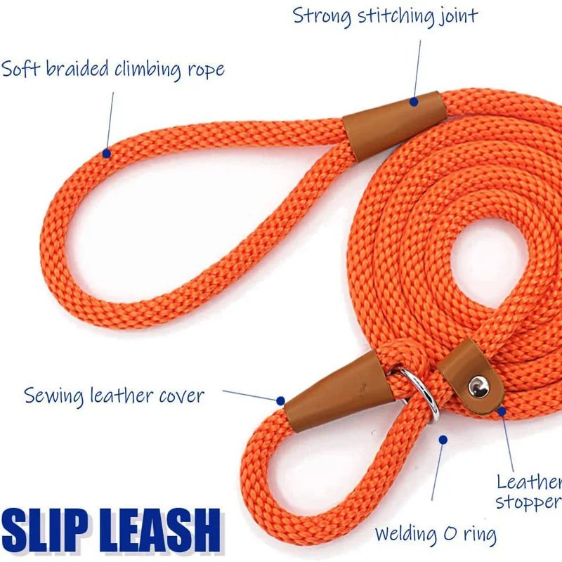 Dog Collar Slip Lead Dog Leash Nylon Solid Rope Leash Adjustable No Pull Training Dog Leash Medium And Large Dogs Pet Leashes Dog Collar Slip Lead Dog Leash Nylon Solid Rope Leash Adjustable No Pull Training Dog Leash Medium And Large Dogs Pet Leashes