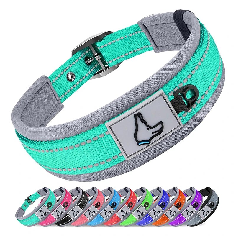 Padded Dog Collars for small Medium large Dogs Reflective Wide Pet Collars Adjustable Heavy Duty Nylon Neoprene Dog Collar Padded Dog Collars for small Medium large Dogs Reflective Wide Pet Collars Adjustable Heavy Duty Nylon Neoprene Dog Collar