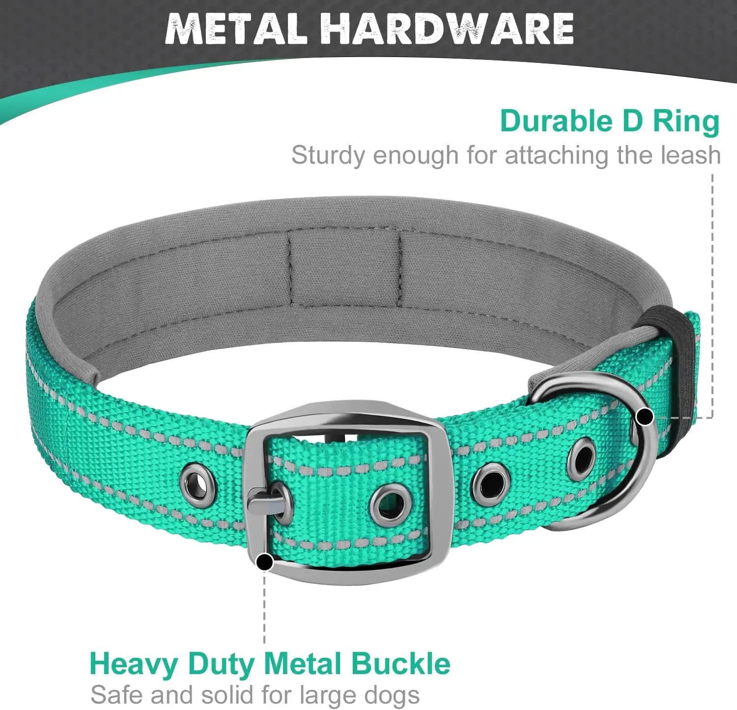 Padded Dog Collars for small Medium large Dogs Reflective Wide Pet Collars Adjustable Heavy Duty Nylon Neoprene Dog Collar Padded Dog Collars for small Medium large Dogs Reflective Wide Pet Collars Adjustable Heavy Duty Nylon Neoprene Dog Collar