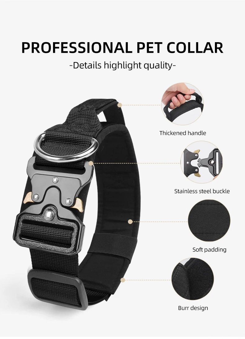 Tactical Dog Collar Rugged Zinc Alloy Buckle Outdoor Walks Dogs Collars Soft Lining Collar for Medium Big Dogs Pet Accessories Tactical Dog Collar Rugged Zinc Alloy Buckle Outdoor Walks Dogs Collars Soft Lining Collar for Medium Big Dogs Pet Accessories