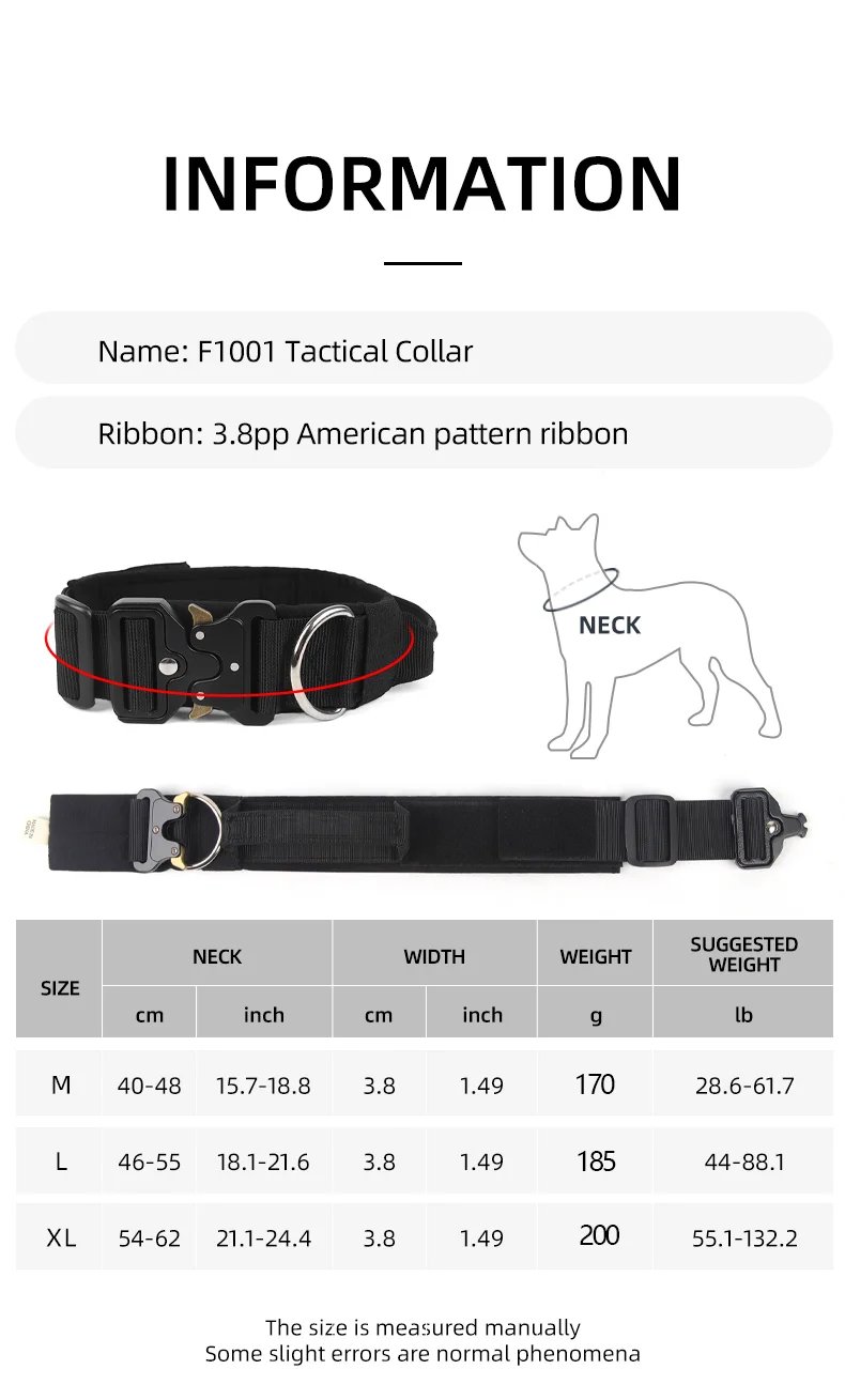 Tactical Dog Collar Rugged Zinc Alloy Buckle Outdoor Walks Dogs Collars Soft Lining Collar for Medium Big Dogs Pet Accessories Tactical Dog Collar Rugged Zinc Alloy Buckle Outdoor Walks Dogs Collars Soft Lining Collar for Medium Big Dogs Pet Accessories