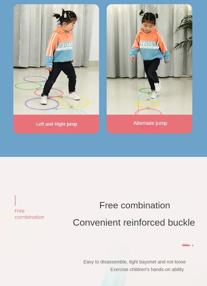 New Outdoor Kids Funny Physical Training Sport Toys Lattice Jump Ring Set Game 10 Hoops 10 Connectors for Park Play Boys Girls