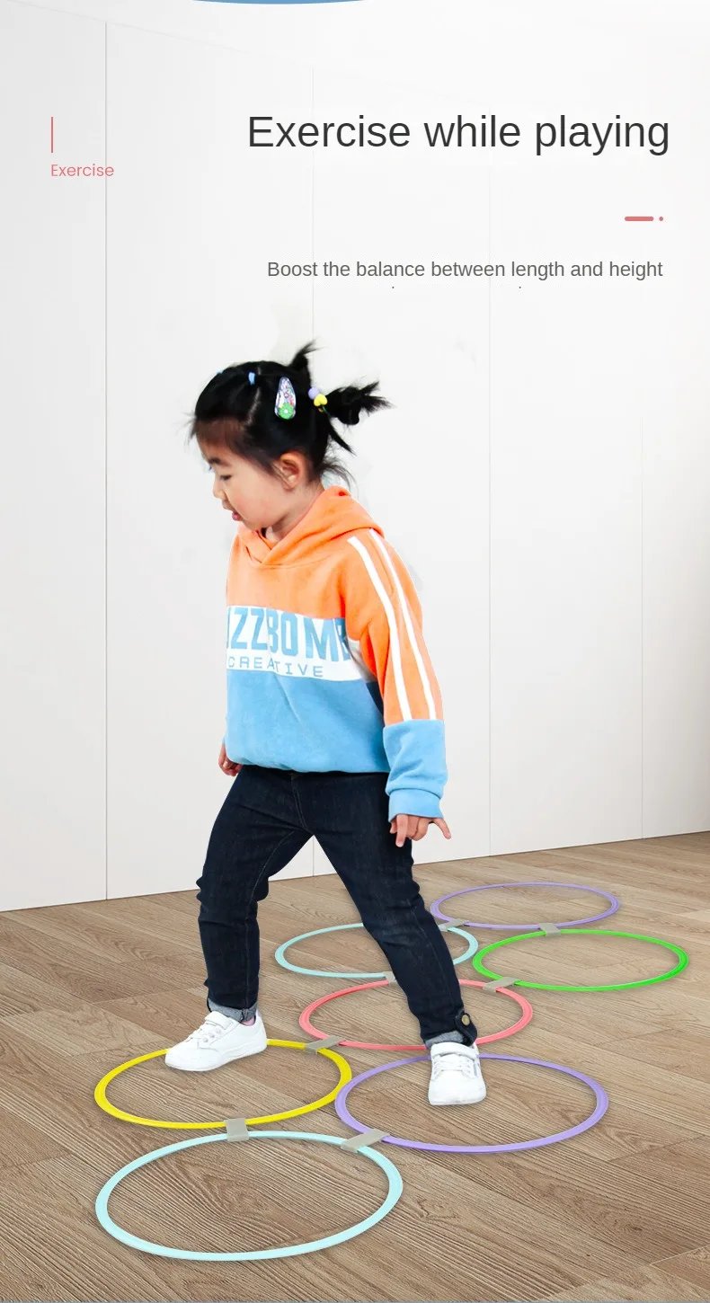 New Outdoor Kids Funny Physical Training Sport Toys Lattice Jump Ring Set Game 10 Hoops 10 Connectors for Park Play Boys Girls