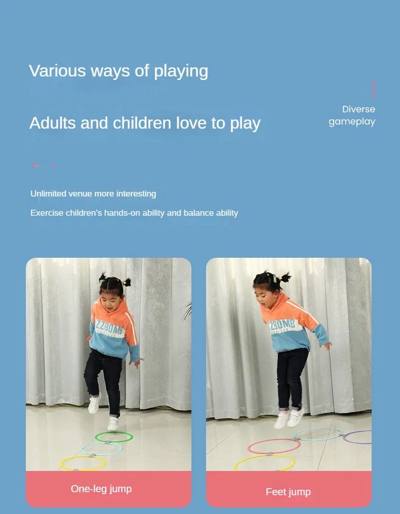 New Outdoor Kids Funny Physical Training Sport Toys Lattice Jump Ring Set Game 10 Hoops 10 Connectors for Park Play Boys Girls