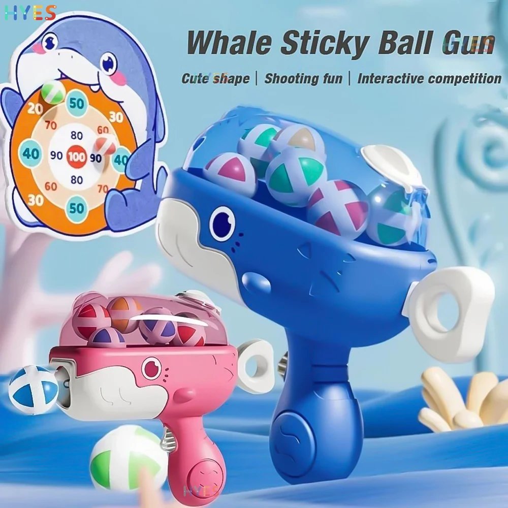 Whale Sticky Ball Throw Toy Set Kids Shooting Ball Gun Dart Board Target Soft Bullet Outdoor Indoor Game Gifts For Girsl Boys Whale Sticky Ball Throw Toy Set Kids Shooting Ball Gun Dart Board Target Soft Bullet Outdoor Indoor Game Gifts For Girsl Boys