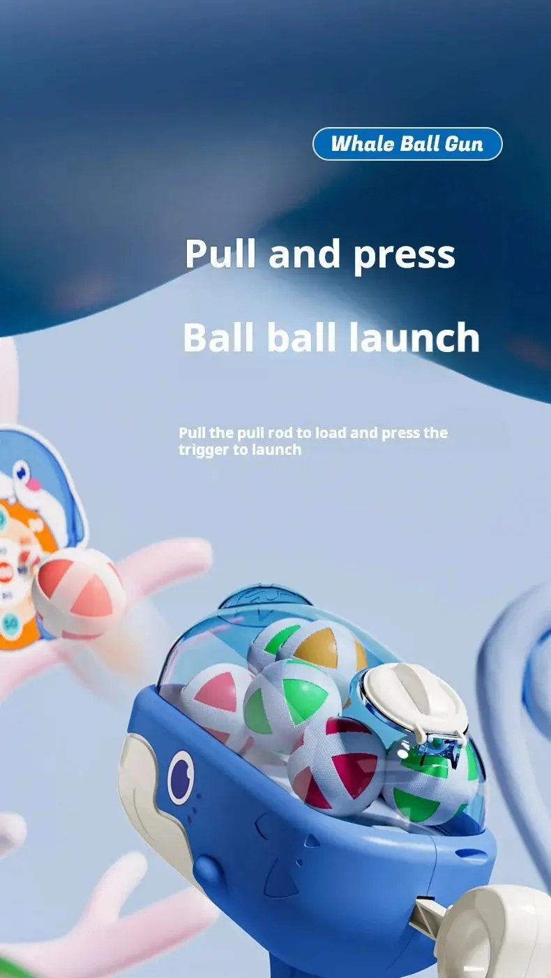 Whale Sticky Ball Throw Toy Set Kids Shooting Ball Gun Dart Board Target Soft Bullet Outdoor Indoor Game Gifts For Girsl Boys