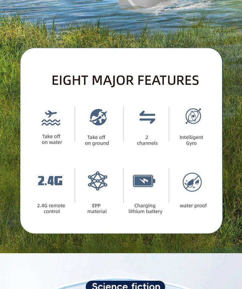 RC Aircraft, Three-in-one Land, water and air RC Aircraft, 2.4Ghz 2CH  EPP bubble fixed-wing remote control aircraft, Cool toys