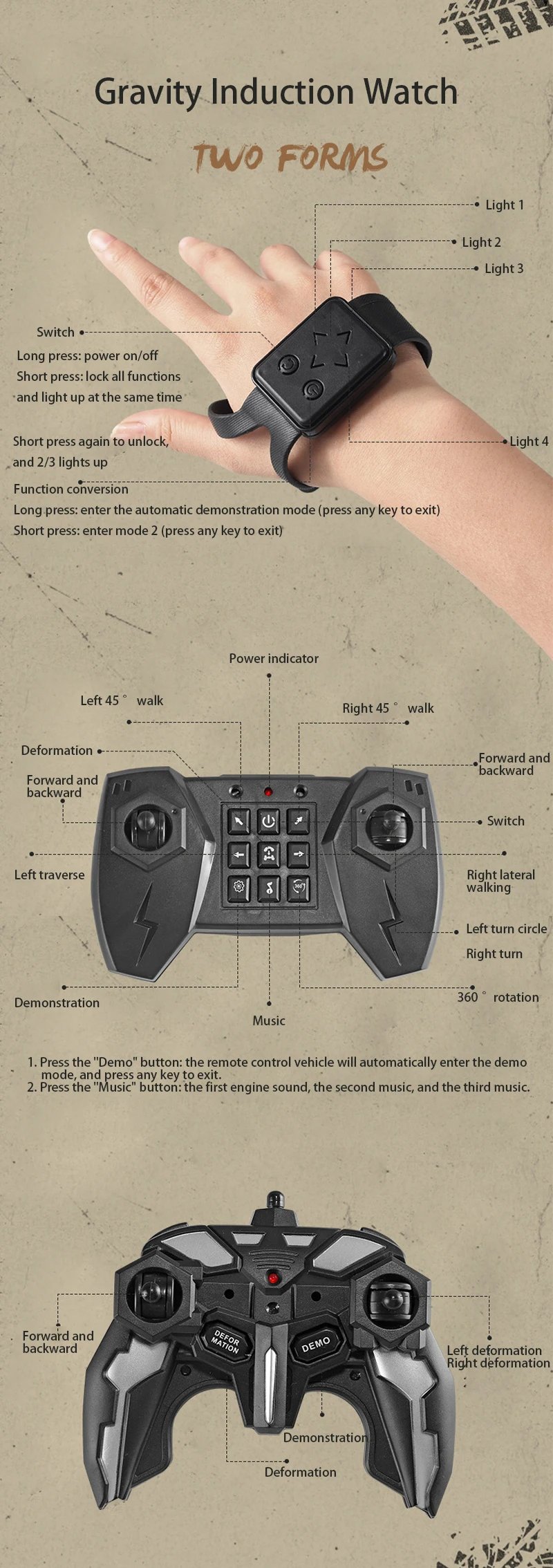 4WD Stunt Drift Car LED Electric Cars 2.4G Gesture Induction Deformation Twist Remote Controlled Car Electronic Kids Toys Gifts