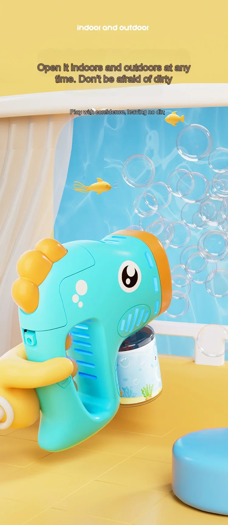 Children's seahorse automatic bubble machine, bubble gun, children's bubble machine, soap bubble manufacturer, summer toy