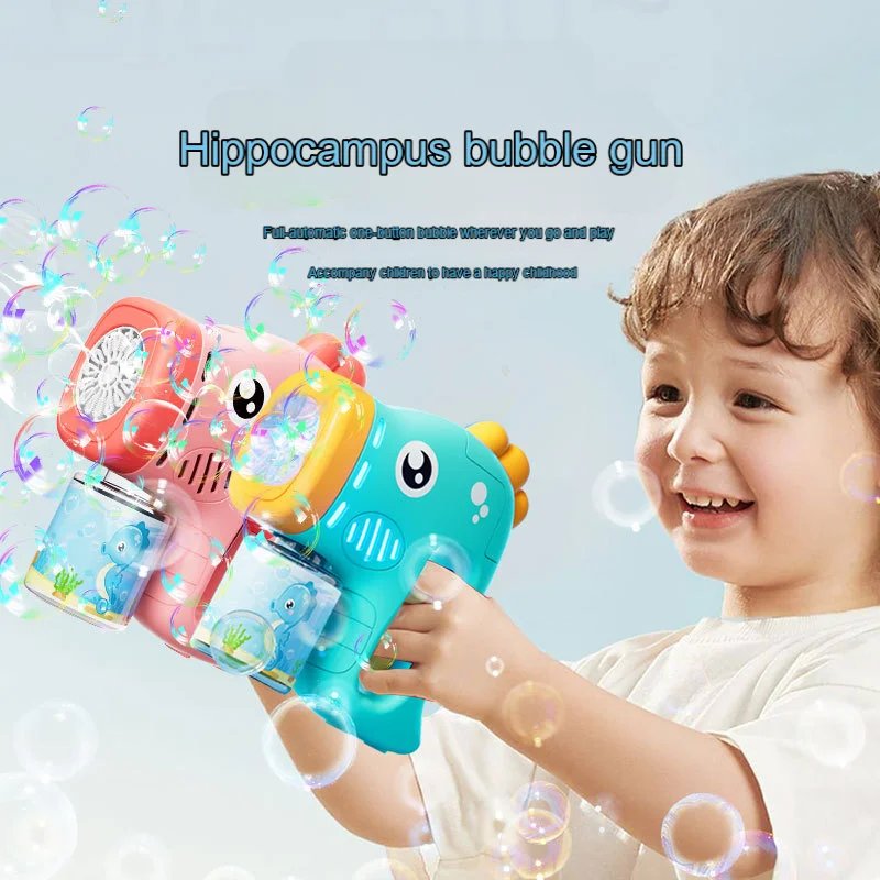 Children’s seahorse automatic bubble machine, bubble gun, children’s bubble machine, soap bubble manufacturer, summer toy Children's seahorse automatic bubble machine, bubble gun, children's bubble machine, soap bubble manufacturer, summer toy
