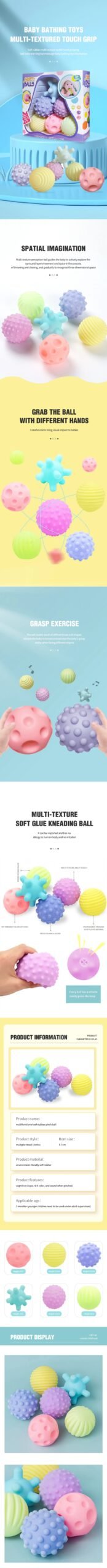 6 PCS Baby Toys Sensory Balls For Children Textured Hand Touch Ball Soft Massage Ball Infant Rattle Senses Toys 6 PCS Baby Toys Sensory Balls For Children Textured Hand Touch Ball Soft Massage Ball Infant Rattle Senses Toys
