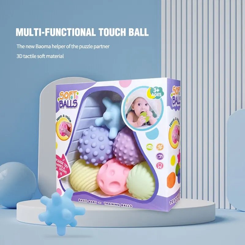 6 PCS Baby Toys Sensory Balls For Children Textured Hand Touch Ball Soft Massage Ball Infant Rattle Senses Toys 6 PCS Baby Toys Sensory Balls For Children Textured Hand Touch Ball Soft Massage Ball Infant Rattle Senses Toys