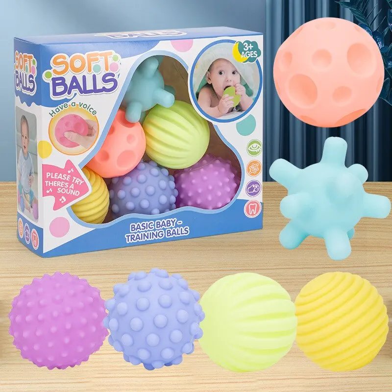6 PCS Baby Toys Sensory Balls For Children Textured Hand Touch Ball Soft Massage Ball Infant Rattle Senses Toys 6 PCS Baby Toys Sensory Balls For Children Textured Hand Touch Ball Soft Massage Ball Infant Rattle Senses Toys