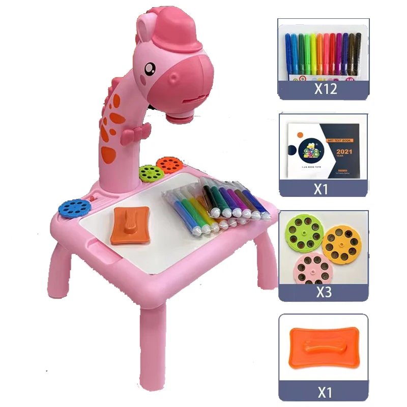 Children led projector drawing table toy painting set table educational board learning tools painting toys for children Children led projector drawing table toy painting set table educational board learning tools painting toys for children