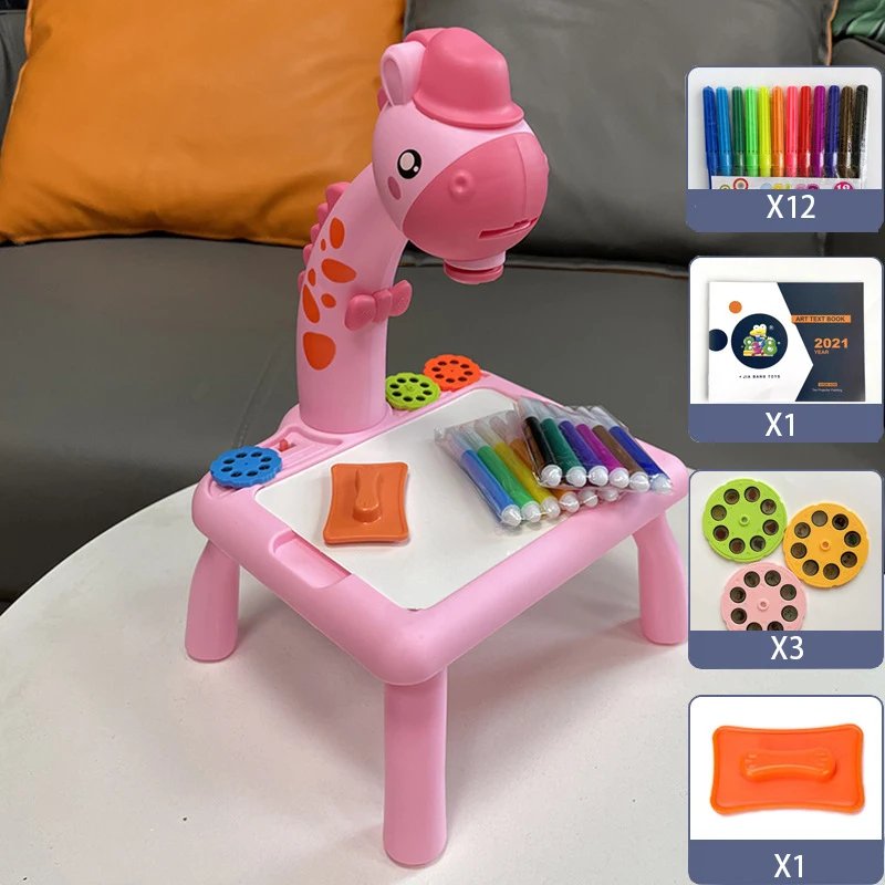 Children led projector drawing table toy painting set table educational board learning tools painting toys for children Children led projector drawing table toy painting set table educational board learning tools painting toys for children