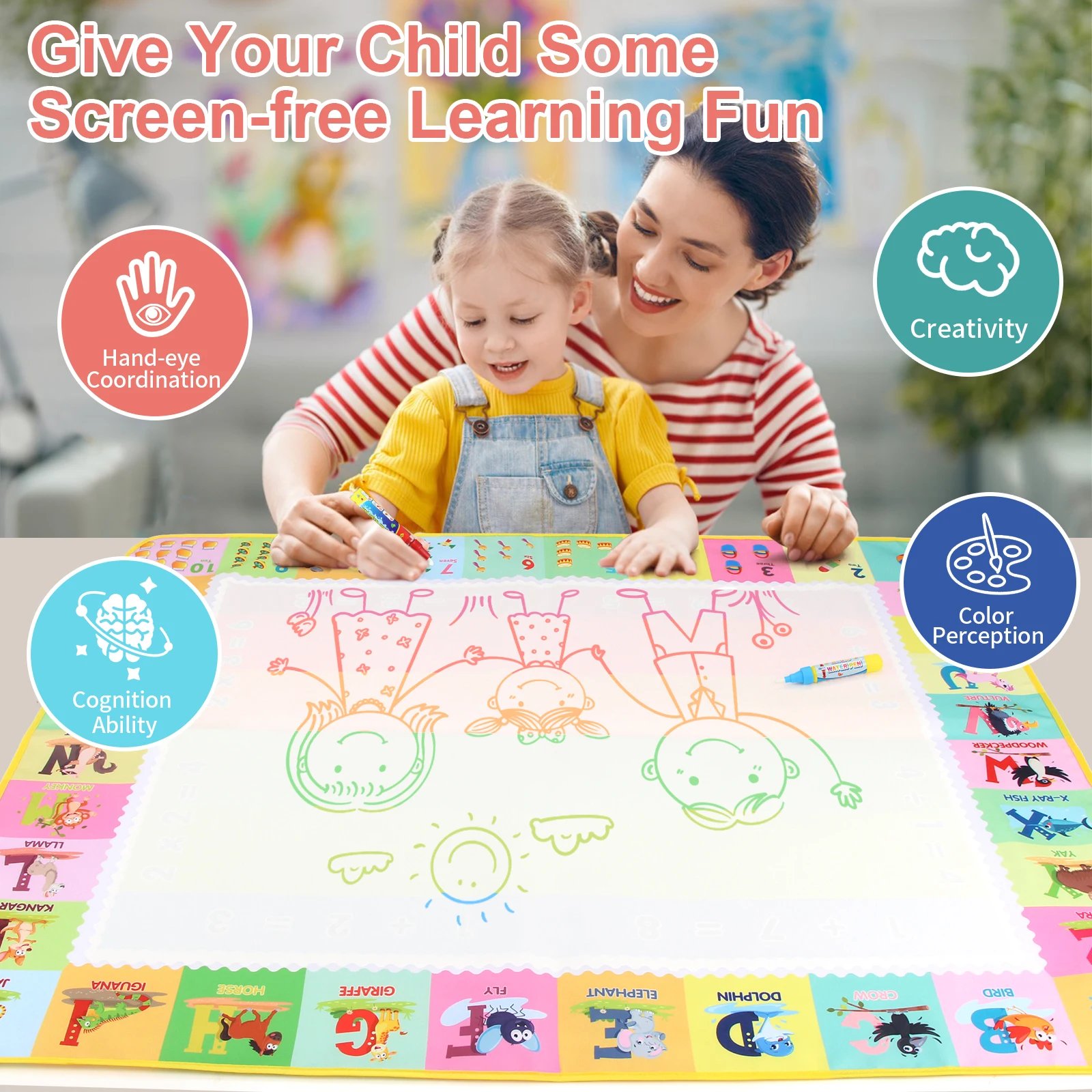 100x80CM Magic Water Drawing Mat with Reusable Magic Pens Doodle Montessori Painting Board Educational Toys Kids Gifts 39X31in 100x80CM Magic Water Drawing Mat with Reusable Magic Pens Doodle Montessori Painting Board Educational Toys Kids Gifts 39X31in