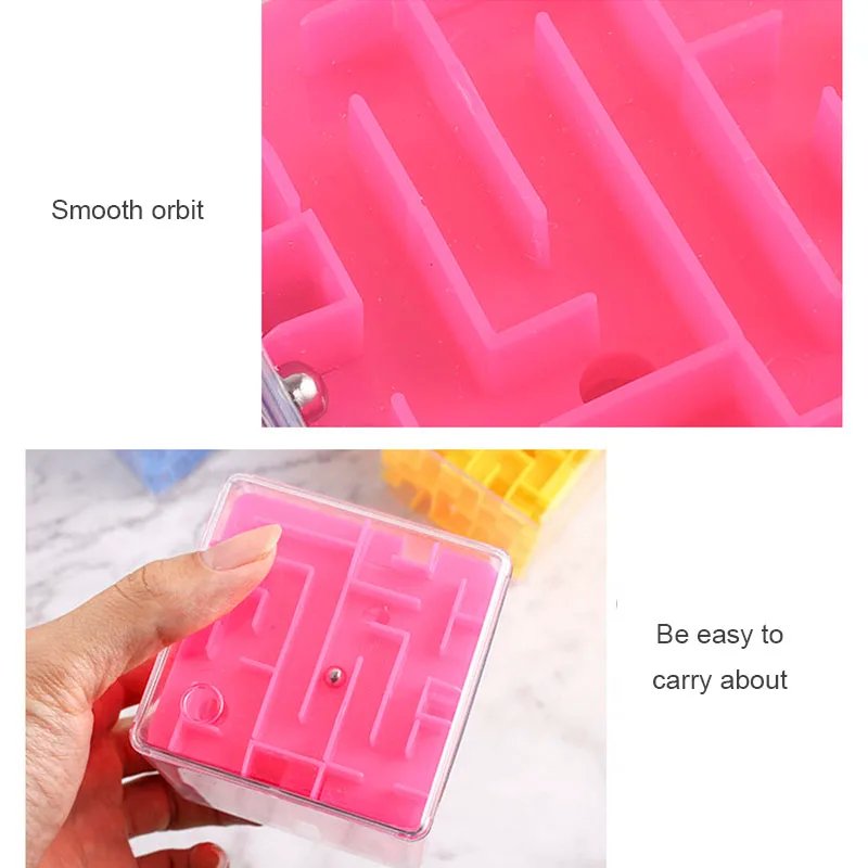 3D Rolling Ball Labyrinth Magic Square Six Sided Maze Game Stress Reliever Decompression Educational Toys Children Birthday Gift