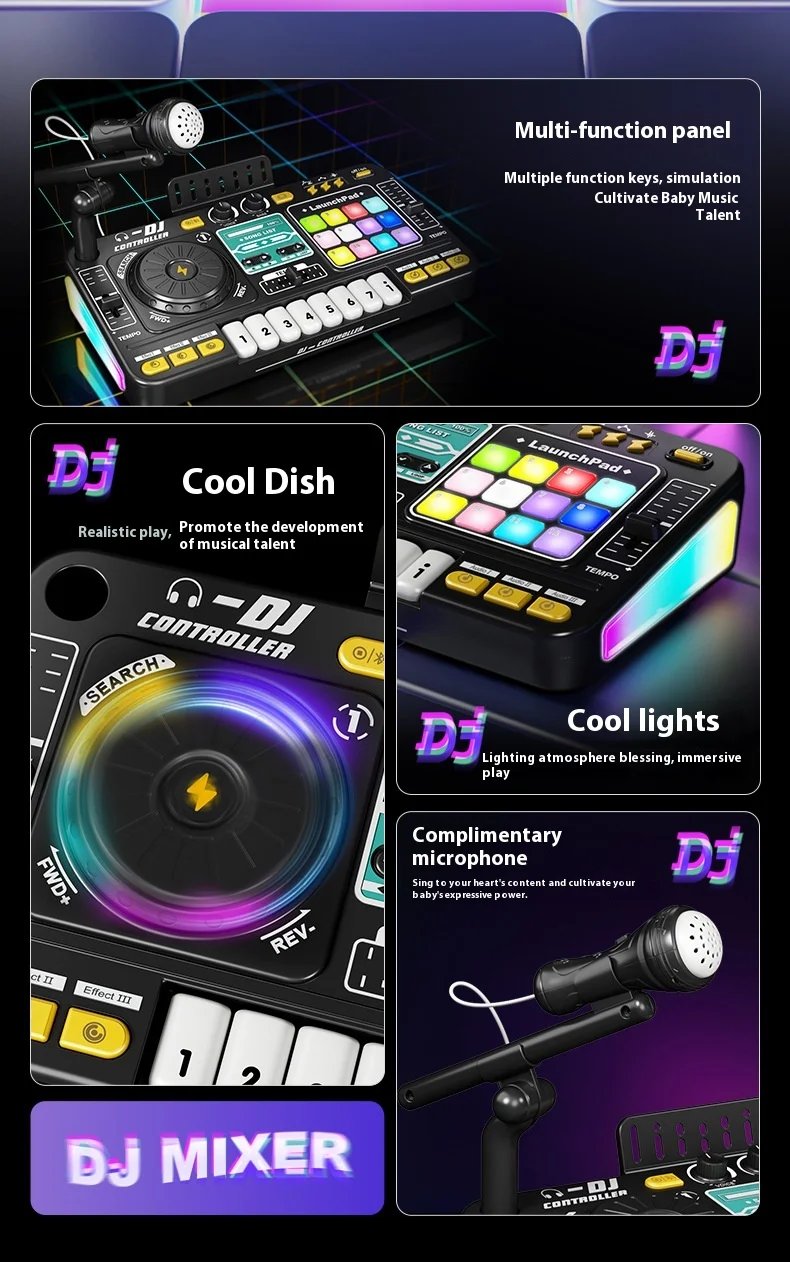 Children's DJ Beat Box Multi-Function Bluetooth Music Simulation Toy Instrument With Microphone Baby E onal Plaything