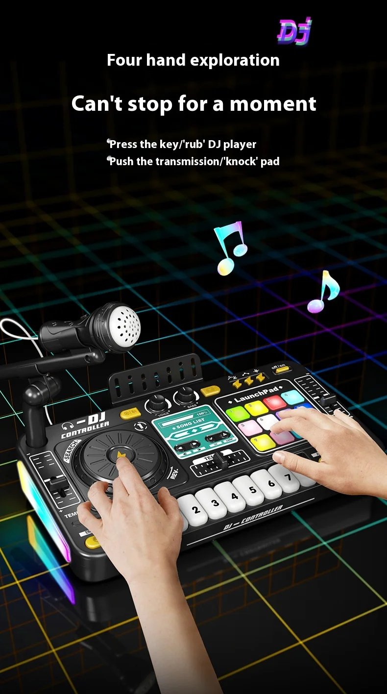 Children's DJ Beat Box Multi-Function Bluetooth Music Simulation Toy Instrument With Microphone Baby E onal Plaything