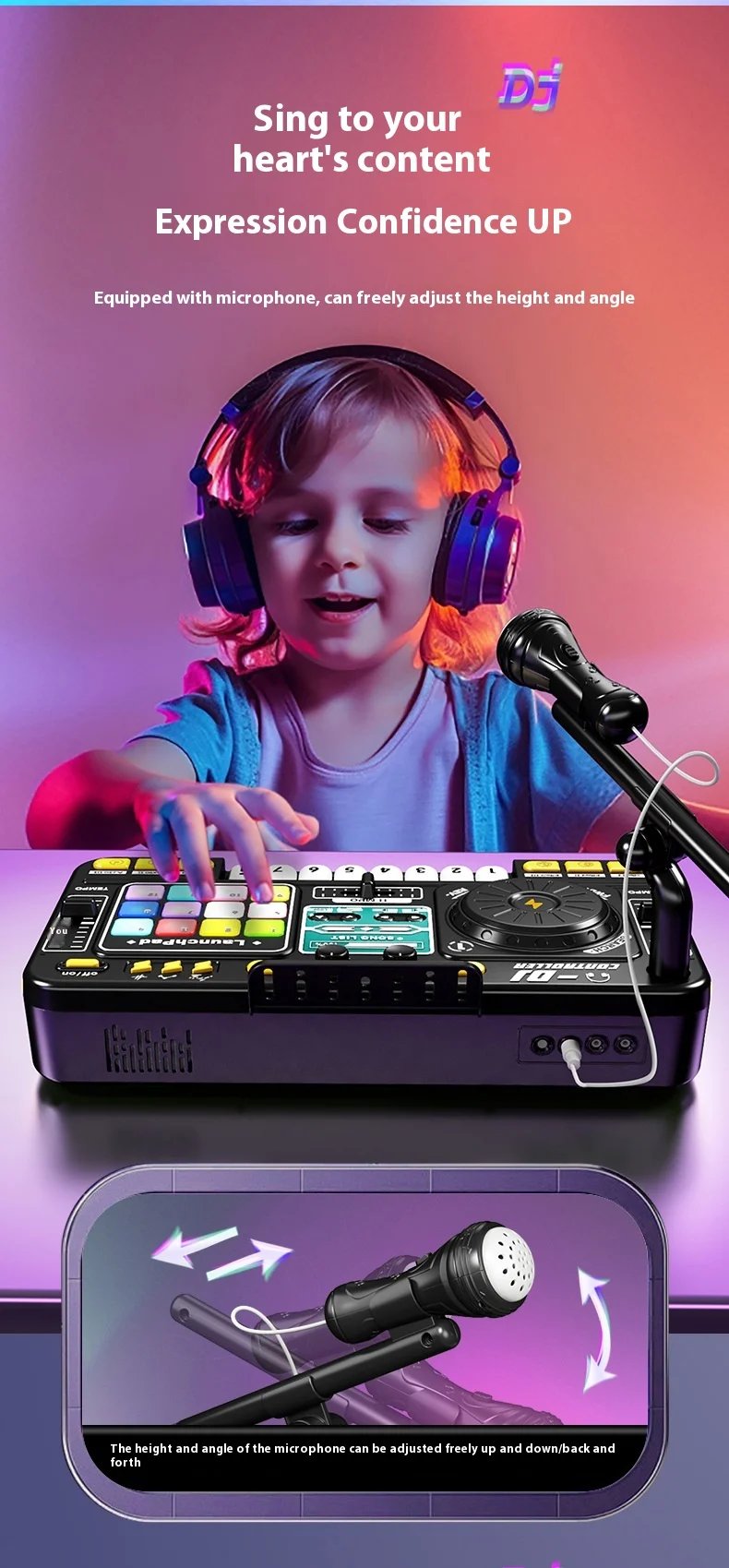 Children's DJ Beat Box Multi-Function Bluetooth Music Simulation Toy Instrument With Microphone Baby E onal Plaything