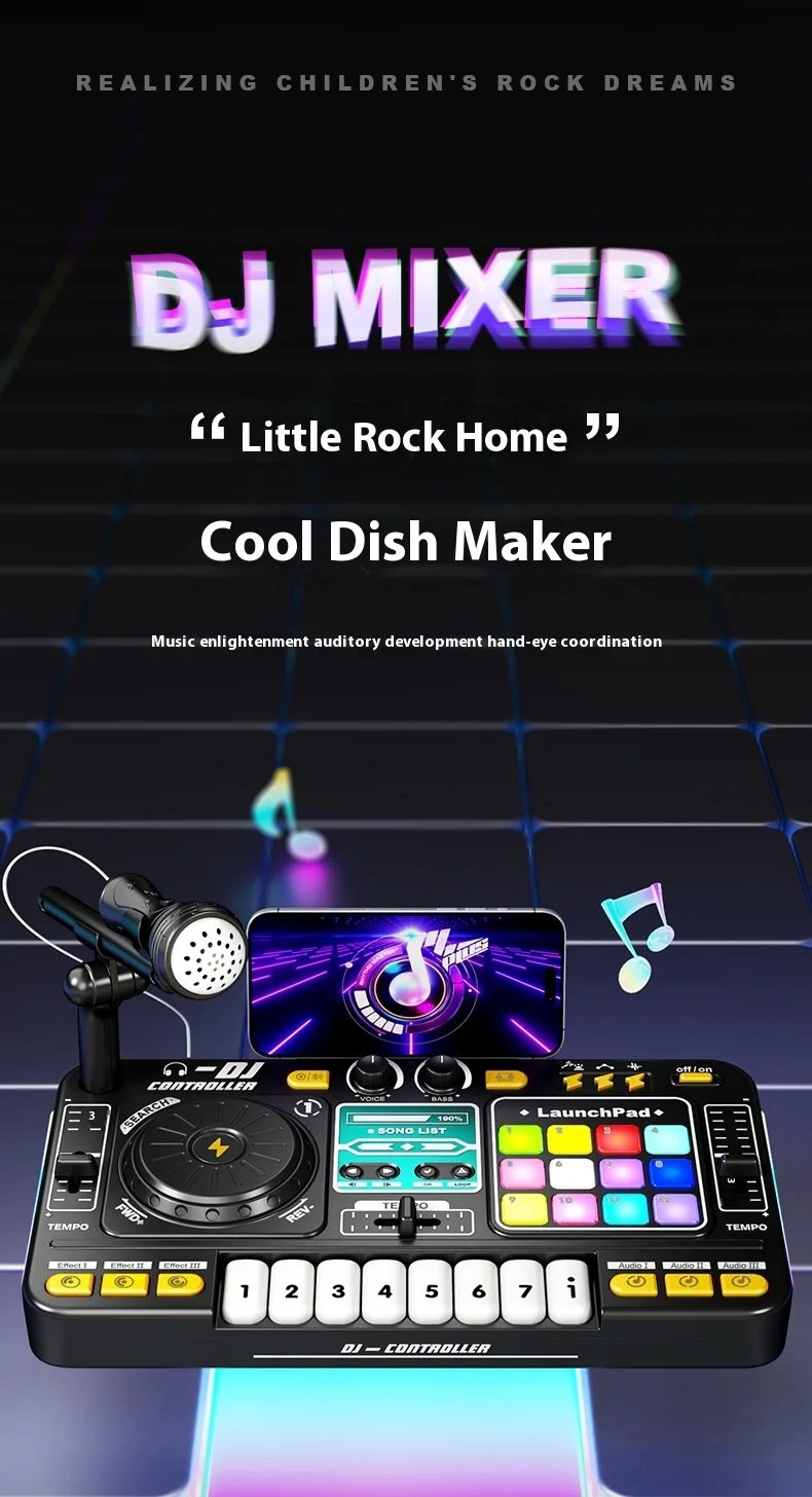 Children's DJ Beat Box Multi-Function Bluetooth Music Simulation Toy Instrument With Microphone Baby E onal Plaything
