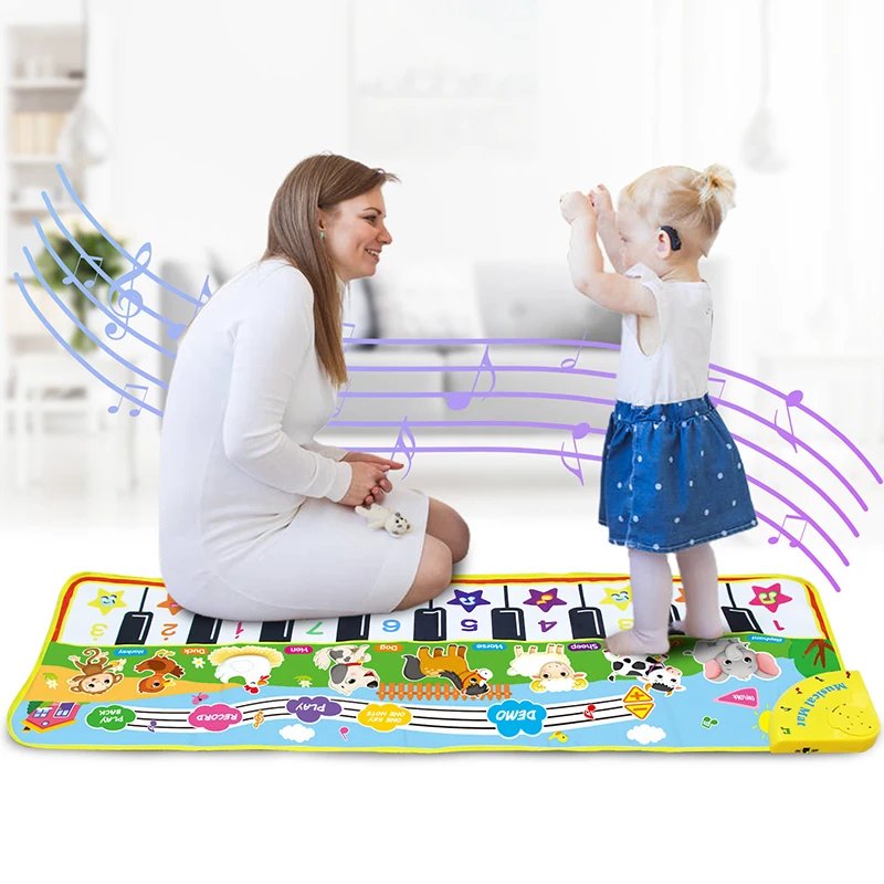 Piano Mat for Kids Children Fitness Keyboard Play Music Carpet Toddlers Music Instrument Toys Educational Toys Gift for Girl Boy
