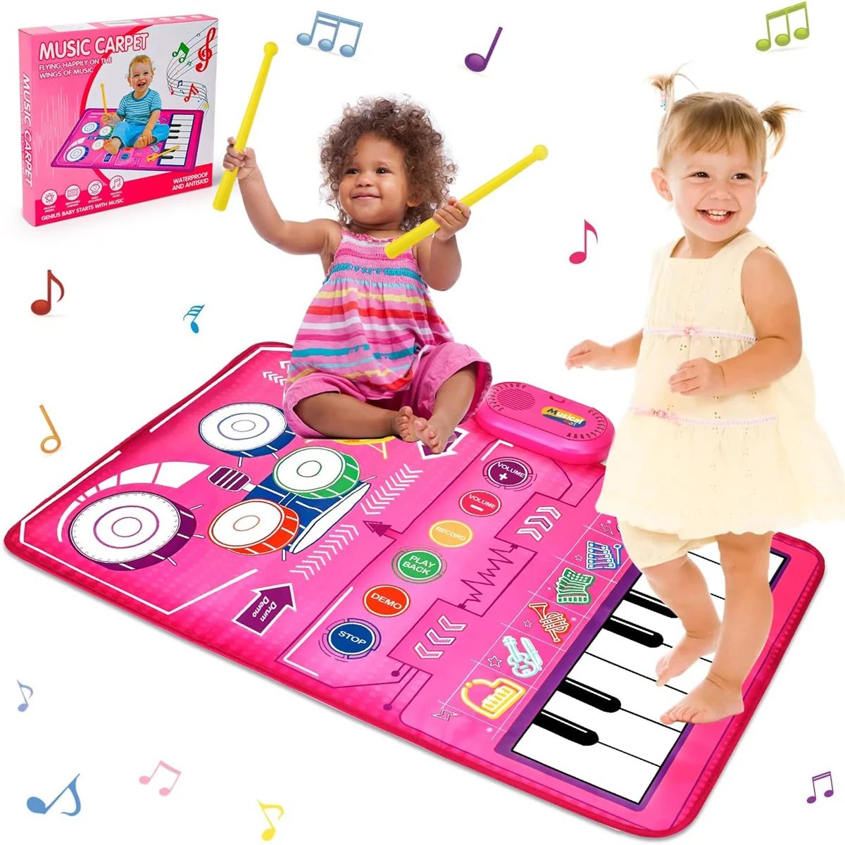 80x50cm Toddler Musical Piano Mat For Children Educational Toys Floor Keyboard Drum Toys Dance Mat With Instruments Sounds Toys